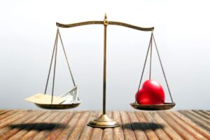money & heart balance