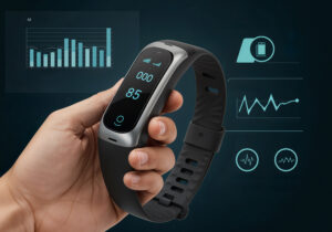 smartwatch fitness tracker displaying health data
